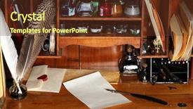  Presentation with calligraphy - Amazing theme having book antique - old writing desk full backdrop and a tawny brown colored foreground