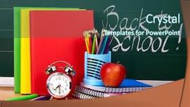  Presentation with back school - Presentation theme featuring back to school supplies isolated background and a ocean colored foreground