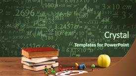  Presentation with blackboard in an abandoned school - Audience pleasing theme consisting of stuffed school desk with green backdrop and a tawny brown colored foreground