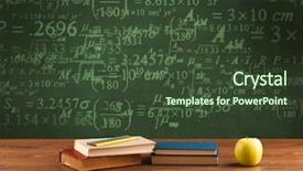  Presentation with school desk - Theme featuring green blackboard in the background background and a tawny brown colored foreground