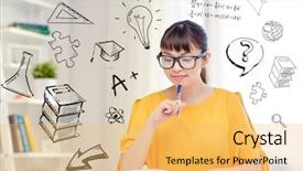  Presentation with asian literature - Beautiful PPT theme featuring book at home over school backdrop and a yellow colored foreground