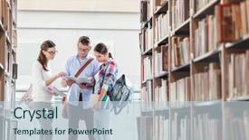  Presentation with university library - Amazing slide deck having book at library in university backdrop and a lemonade colored foreground