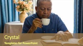  Presentation with reading table - Cool new presentation theme with book at table in nursing backdrop and a coral colored foreground