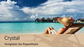  Presentation with reading - Slide deck featuring book at the beach background and a coral colored foreground