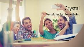  Presentation with focus group hands taking notes - Presentation design featuring book business - group of colleagues taking background and a lemonade colored foreground