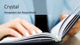  Presentation with business book - Slide deck enhanced with book business - reading background and a light blue colored foreground