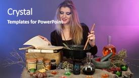  Presentation with poison - Colorful presentation enhanced with book candle - halloween witch stirring in poison backdrop and a  colored foreground