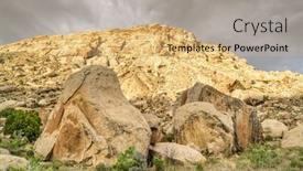  Presentation with landscape desert - Presentation theme having book-cliffs-under-stormy-clouds background and a coral colored foreground