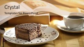  Presentation with tea cake - Beautiful presentation theme featuring book coffee - close up shot backdrop and a coral colored foreground