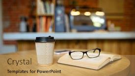  Presentation with book glasses - PPT layouts consisting of book-coffee-and-glasses background and a coral colored foreground