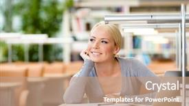  Presentation with student - Beautiful presentation featuring book computer - female student working backdrop and a coral colored foreground