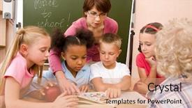  Presentation with attention - Presentation theme enhanced with book during lesson with attention background and a coral colored foreground