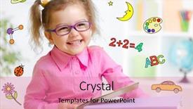  Presentation with kids reading book - Cool new presentation theme with book early education in kindergarten backdrop and a coral colored foreground