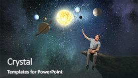  Presentation with planets - Amazing PPT layouts having book exploring planets of sun backdrop and a tawny brown colored foreground