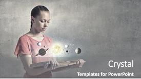  Presentation with planets - Colorful presentation design enhanced with book exploring planets of sun backdrop and a gray colored foreground