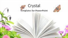  Presentation with butterfly - Beautiful presentation theme featuring book flower and butterfly isolated backdrop and a white colored foreground