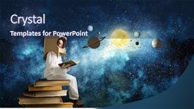  Presentation with space - PPT layouts with book future - dreaming to explore space mixed background and a navy blue colored foreground