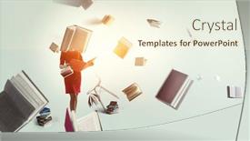  Presentation with business book - Presentation design consisting of book-headed-woman-business-efficiency background and a cream colored foreground