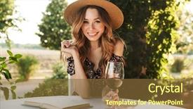  Presentation with wine book - Beautiful slide deck featuring book holding glass drinking wine backdrop and a tawny brown colored foreground