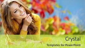  Presentation with park - Slide set consisting of book in the autumn background and a yellow colored foreground