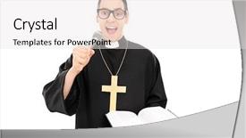  Presentation with prayer - Presentation design with book job bible - male priest reading a prayer background and a sky blue colored foreground