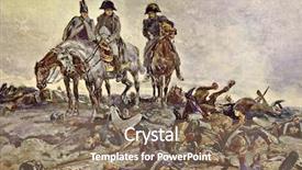  Presentation with battlefield - PPT theme having book leo tolstoy war background and a violet colored foreground