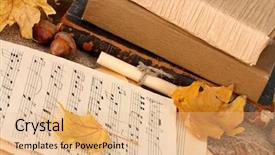  Presentation with pauls letter to romans - Audience pleasing PPT theme consisting of book music - autumn background romantic letter backdrop and a lemonade colored foreground