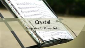  Presentation with music book - Slide set with book music - note papers on blurred background background and a mint green colored foreground