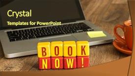  Presentation with now - Beautiful slide deck featuring book now written backdrop and a tawny brown colored foreground