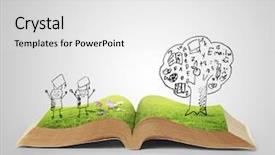  Presentation with fantasy - PPT theme featuring book of fantasy stories reading background and a light gray colored foreground