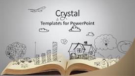  Presentation with book - Amazing theme having book of fantasy stories backdrop and a light gray colored foreground