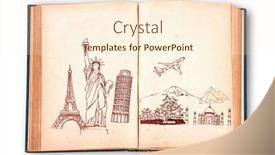  Presentation with japan travel - PPT theme consisting of book-of-travel-japan-france background and a cream colored foreground