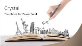  Presentation with japan travel - Presentation theme consisting of book-of-travel-japan-france background and a white colored foreground