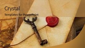  Presentation with old letter - Presentation consisting of book old key and envelope background and a gold colored foreground