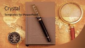  Presentation with treasure gold - Presentation design enhanced with book on a treasure map background and a coral colored foreground