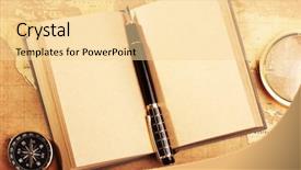  Presentation with treasure map - Slide set having book on a treasure map background and a blonde colored foreground