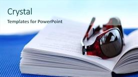  Presentation with open book - Theme featuring book on beach chair - summer background and a cool aqua colored foreground