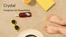  Presentation with sunscreen - PPT theme having book on beach sand background and a  colored foreground