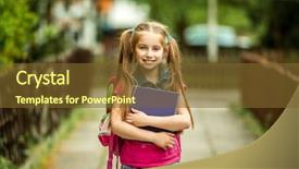  Presentation with street children - Beautiful PPT theme featuring book on the street backdrop and a tawny brown colored foreground