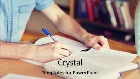  Presentation with academic writing - Audience pleasing presentation design consisting of book or textbook writing backdrop and a lemonade colored foreground