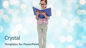  Presentation with school holidays - Audience pleasing theme consisting of book over blue holidays light backdrop and a sky blue colored foreground