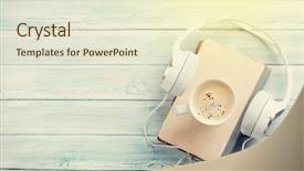  Presentation with audio book - Colorful theme enhanced with book over wooden table backdrop and a cream colored foreground