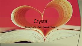  Presentation with heart book - Audience pleasing PPT theme consisting of book pages curved into heart backdrop and a red colored foreground
