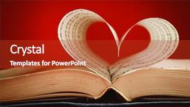  Presentation with heart book - Colorful presentation theme enhanced with book pages curved into heart backdrop and a crimson colored foreground