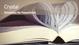  Presentation with heart book - Slide set featuring book pages curved into heart background and a  colored foreground