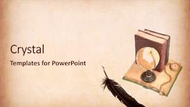  Presentation with old paper pen - Slide set with book pen on old antique background and a lemonade colored foreground