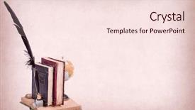  Presentation with old paper pen - Presentation design with book pen on old antique background and a lemonade colored foreground