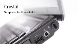  Presentation with award in black and white - PPT theme featuring book plug computer - side view of black laptop background and a white colored foreground