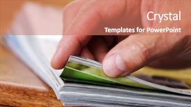  Presentation with magazines - Beautiful PPT theme featuring book printing - flicking through a stack backdrop and a coral colored foreground