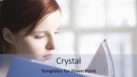  Presentation with home documents - Beautiful PPT theme featuring book review - beautiful young woman reviewing documents backdrop and a teal colored foreground